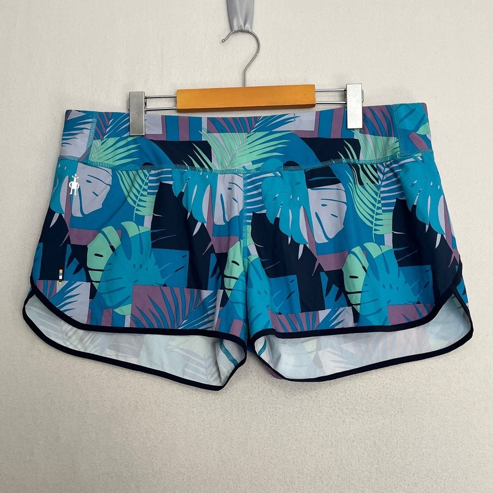 Smartwool Womens Merino Sport Lined Short Deep Navy Palm Print Size L SW016142